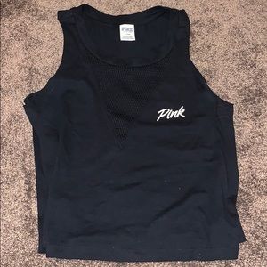 🎉PINK black crop top w/ chest design🎉